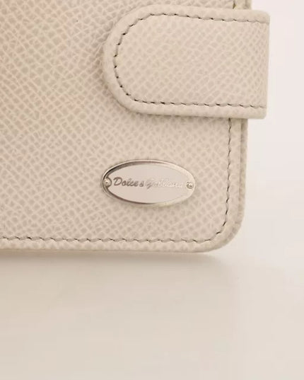 Dolce & Gabbana White Dauphine Leather Condom Case Holder Pocket Wallet