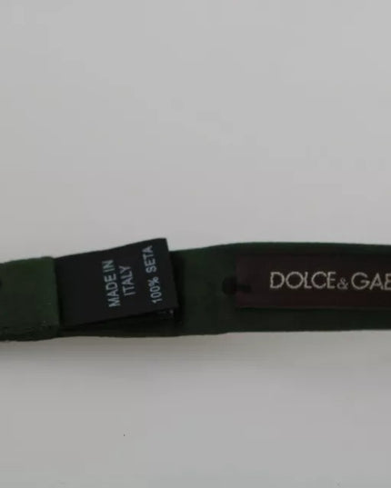 Dolce & Gabbana Green Dotted Silk Adjustable Neck Bow Tie