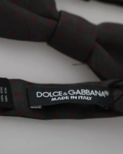 Dolce & Gabbana Gray Dotted Silk Adjustable Neck Bow Tie