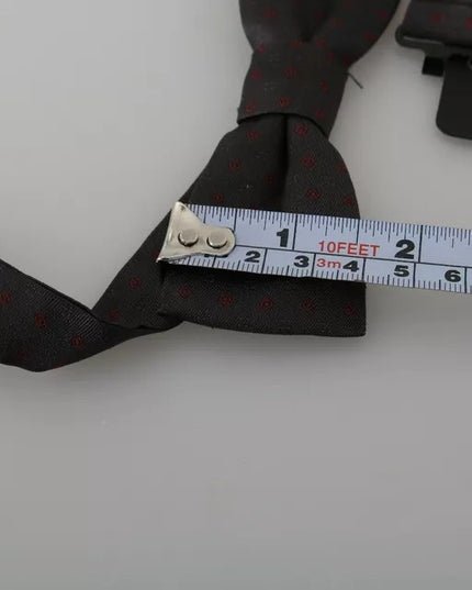 Dolce & Gabbana Gray Dotted Silk Adjustable Neck Bow Tie