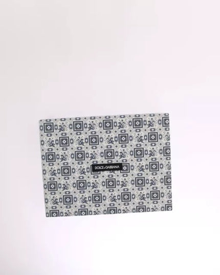 Dolce & Gabbana White Blue Silk Bowtie Leather Belt Gift Box Set