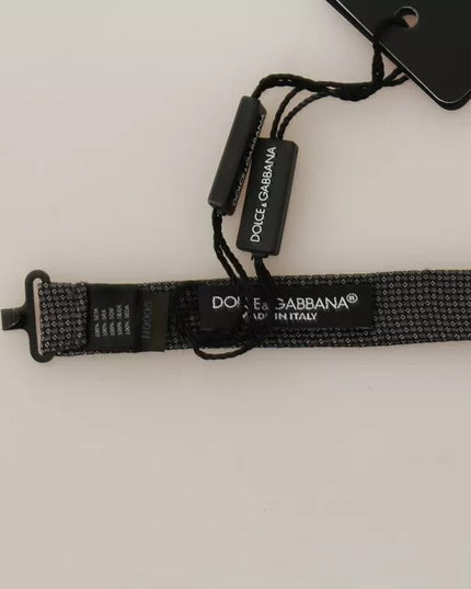 Dolce & Gabbana Gray Pattern Silk Adjustable Neck Bow Tie