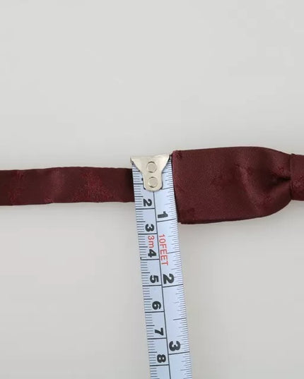 Dolce & Gabbana Bordeaux Silk Floral Faille Adjustable Bow Tie