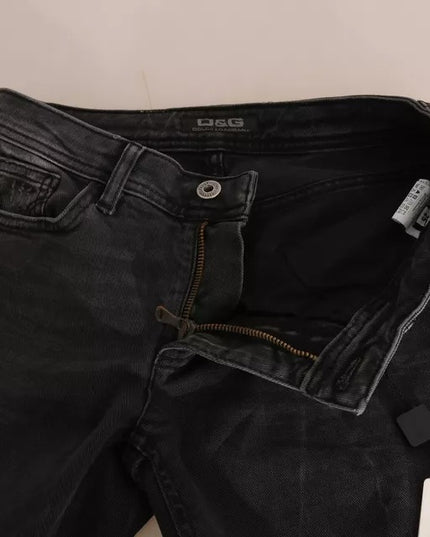 Dolce & Gabbana Black Slim Fit Cotton Jeans D&G Pants