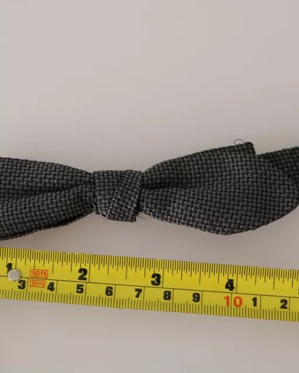 Dolce & Gabbana Gray Silk Patterned Mens Necktie Bow Tie