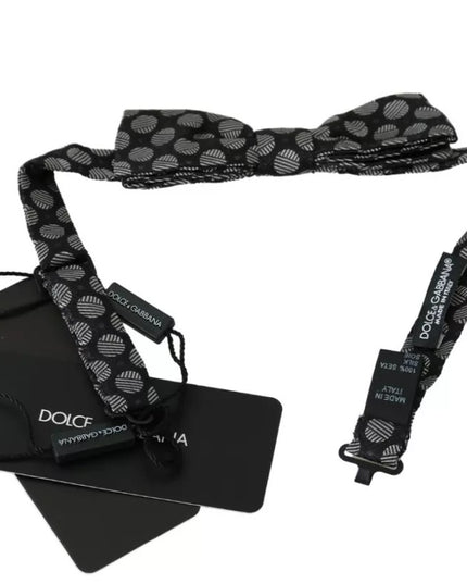 Dolce & Gabbana Black Silk Circles Men Necktie Bow Tie