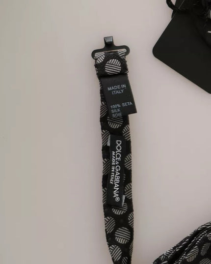 Dolce & Gabbana Black Silk Circles Men Necktie Bow Tie