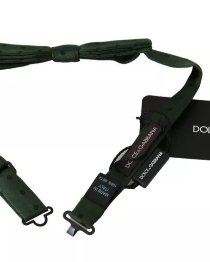 Dolce & Gabbana Green Silk Dotted Mens Necktie Bow Tie