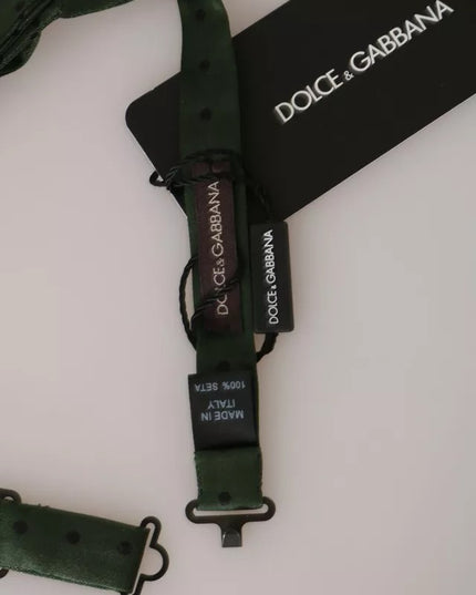 Dolce & Gabbana Green Silk Dotted Mens Necktie Bow Tie