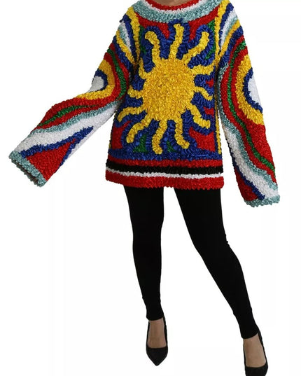 Dolce & Gabbana Multicolor Sun Ruffled Top Blouse Sweater