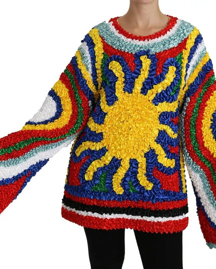 Dolce & Gabbana Multicolor Sun Ruffled Top Blouse Sweater
