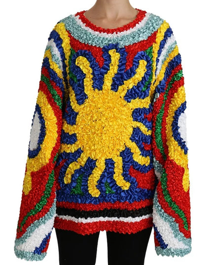 Dolce & Gabbana Multicolor Sun Ruffled Top Blouse Sweater