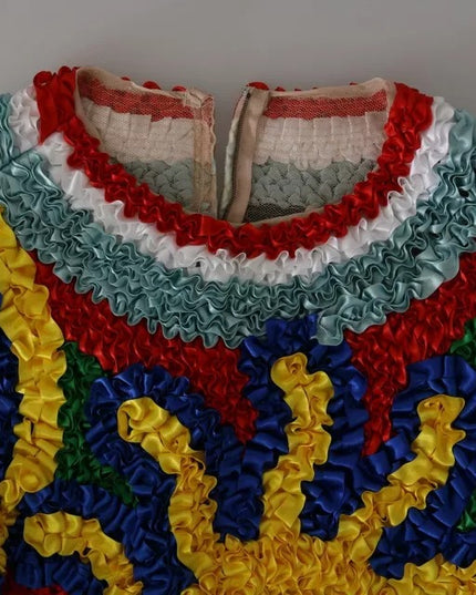 Dolce & Gabbana Multicolor Sun Ruffled Top Blouse Sweater