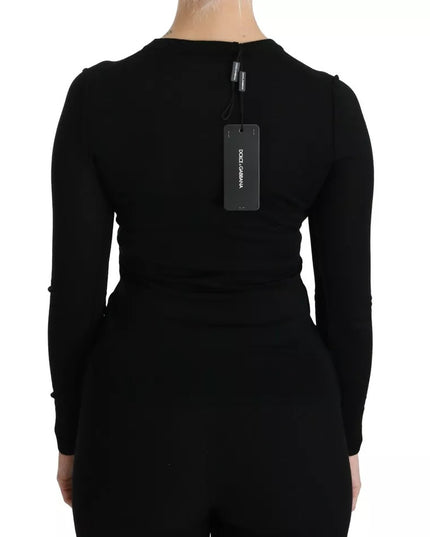 Dolce & Gabbana Black Virgin Wool Long Sleeve Top Blouse Top