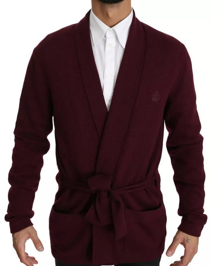 Dolce & Gabbana Bordeaux Cashmere Crown Cardigan Sweater