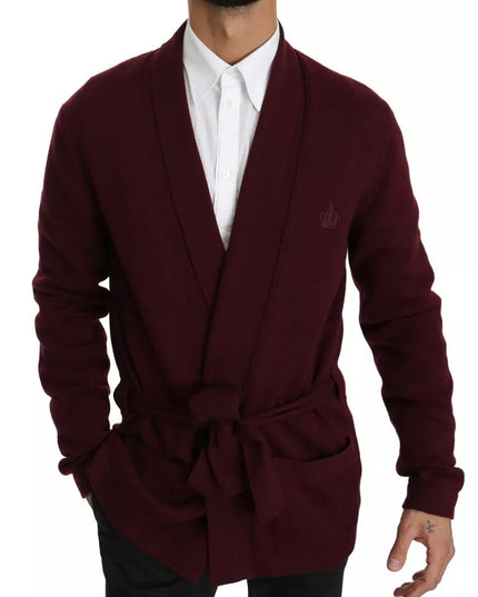 Dolce & Gabbana Bordeaux Cashmere Crown Cardigan Sweater