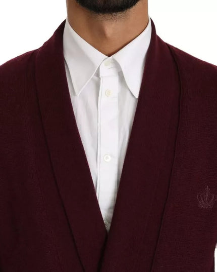 Dolce & Gabbana Bordeaux Cashmere Crown Cardigan Sweater