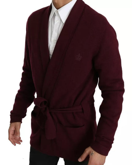 Dolce & Gabbana Bordeaux Cashmere Crown Cardigan Sweater