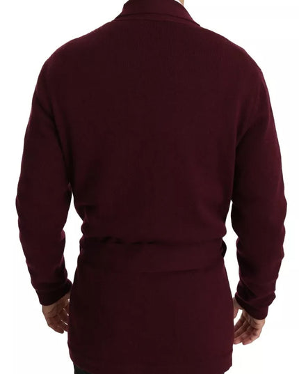 Dolce & Gabbana Bordeaux Cashmere Crown Cardigan Sweater