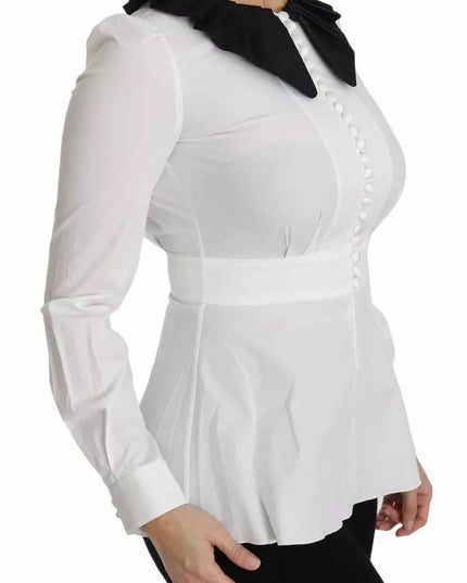 Dolce & Gabbana Black White Decorative Buttons Tops Shirt Blouse
