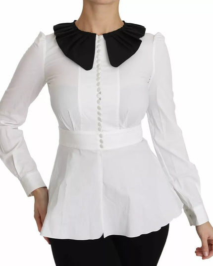 Dolce & Gabbana Black White Decorative Buttons Tops Shirt Blouse