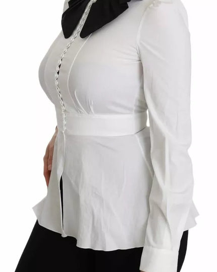 Dolce & Gabbana Black White Decorative Buttons Tops Shirt Blouse