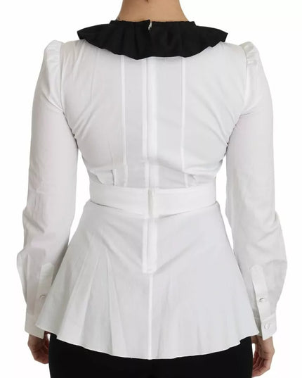 Dolce & Gabbana Black White Decorative Buttons Tops Shirt Blouse