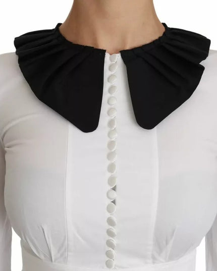Dolce & Gabbana Black White Decorative Buttons Tops Shirt Blouse