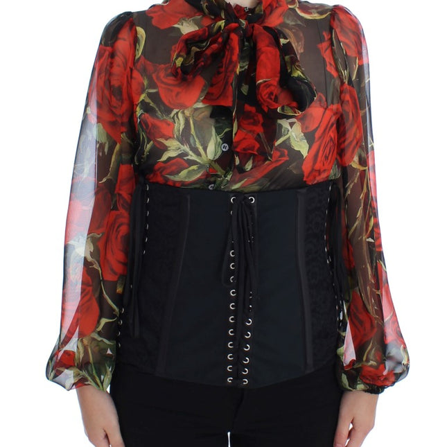 Dolce & Gabbana Black Stretch Corset Waist Strap Belt