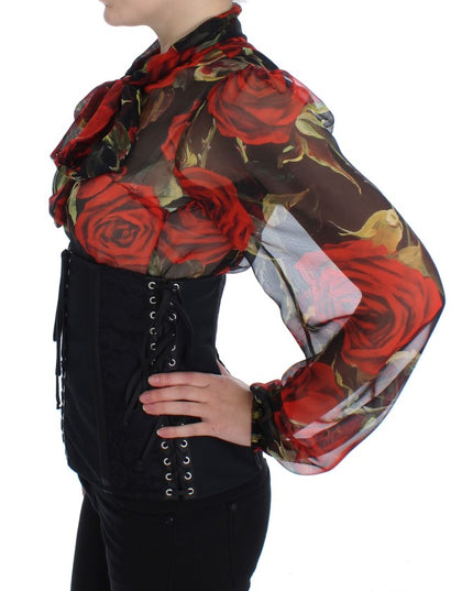 Dolce & Gabbana Black Stretch Corset Waist Strap Belt