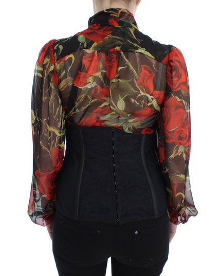 Dolce & Gabbana Black Stretch Corset Waist Strap Belt