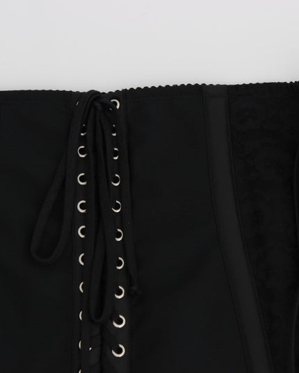Dolce & Gabbana Black Stretch Corset Waist Strap Belt