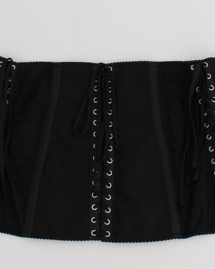 Dolce & Gabbana Black Stretch Corset Waist Strap Belt