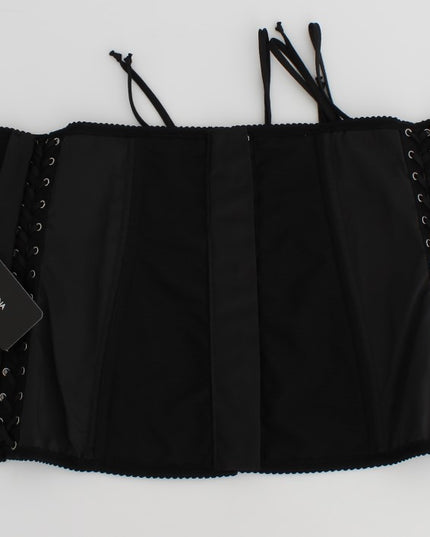 Dolce & Gabbana Black Stretch Corset Waist Strap Belt