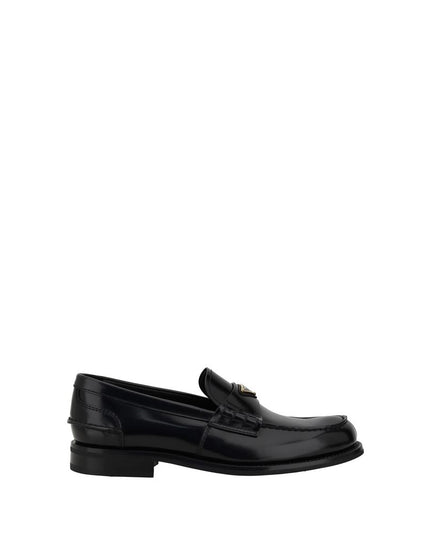 Prada Black Calf Leather Bos Taurus Slip-On Loafers
