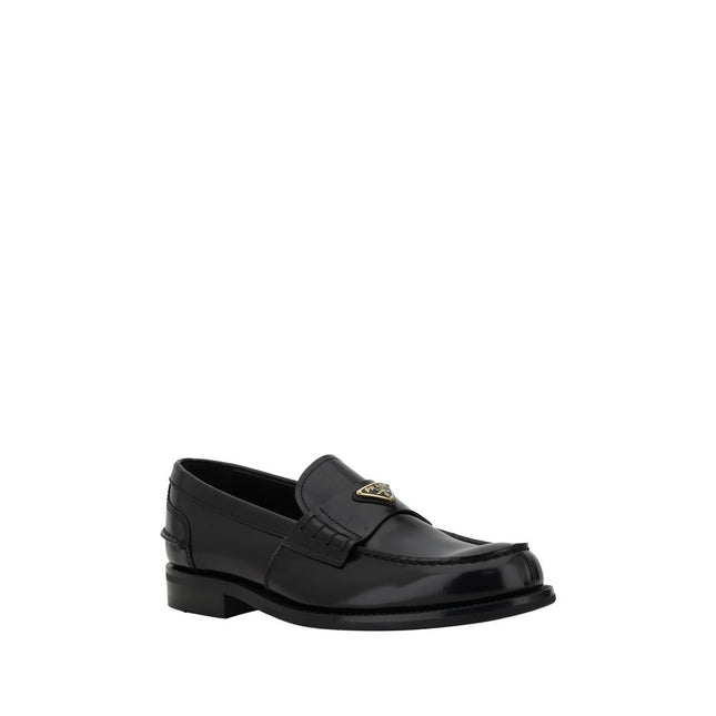Prada Black Calf Leather Bos Taurus Slip-On Loafers