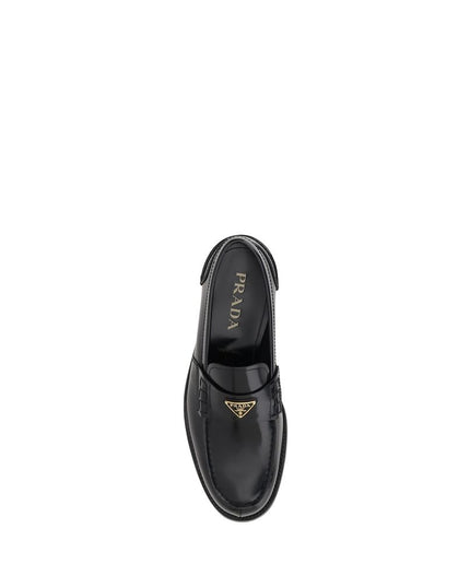 Prada Black Calf Leather Bos Taurus Slip-On Loafers