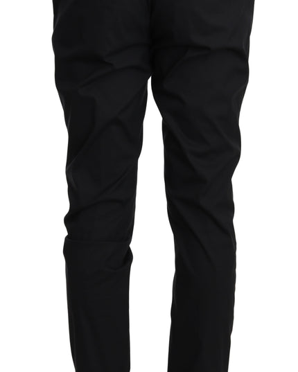 Dolce & Gabbana Black Cotton Stretch Formal Trousers Pants