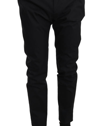 Dolce & Gabbana Black Cotton Stretch Formal Trousers Pants