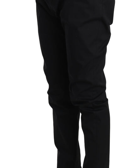 Dolce & Gabbana Black Cotton Stretch Formal Trousers Pants