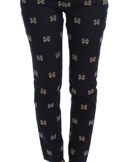 Dolce & Gabbana Blue Key Embroidered Slim Fit KATE Jeans