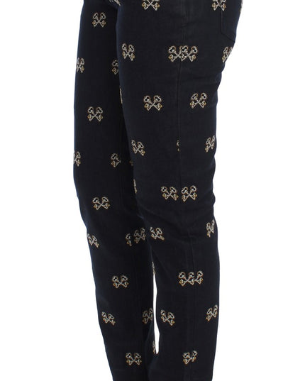 Dolce & Gabbana Blue Key Embroidered Slim Fit KATE Jeans