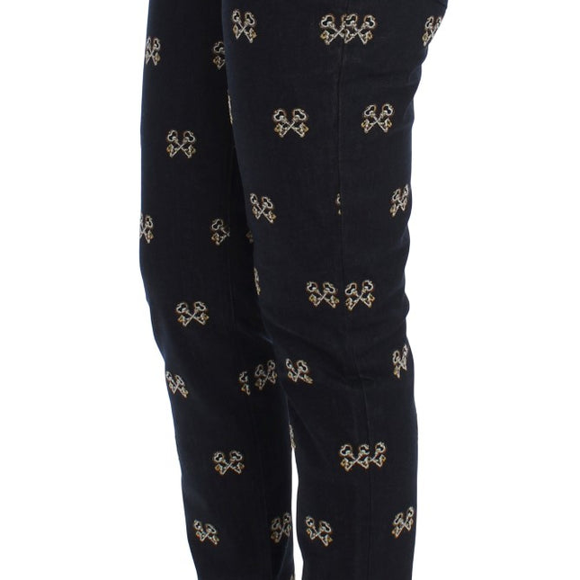 Dolce & Gabbana Blue Key Embroidered Slim Fit KATE Jeans