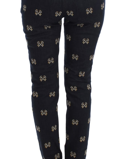 Dolce & Gabbana Blue Key Embroidered Slim Fit KATE Jeans