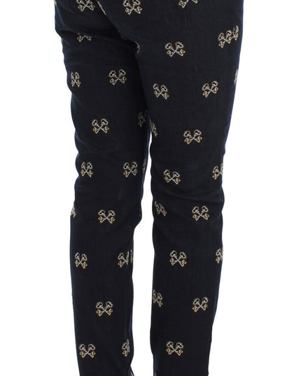 Dolce & Gabbana Blue Key Embroidered Slim Fit KATE Jeans