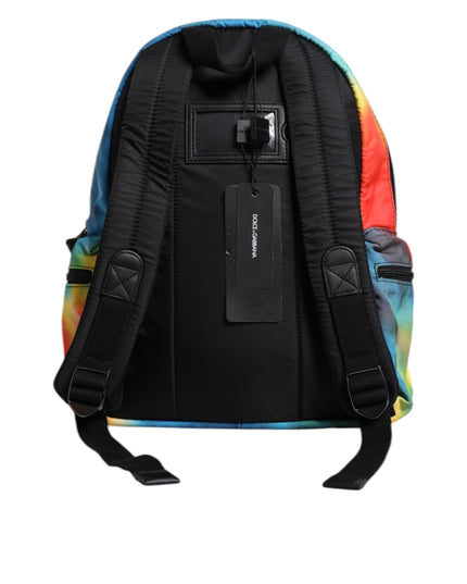 Dolce & Gabbana Multicolor Tie Dye Nylon Logo Print Kids Backpack Bag