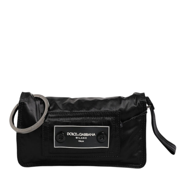 Dolce & Gabbana Black Fabric Logo Two Way Clutch Crossbody Bag