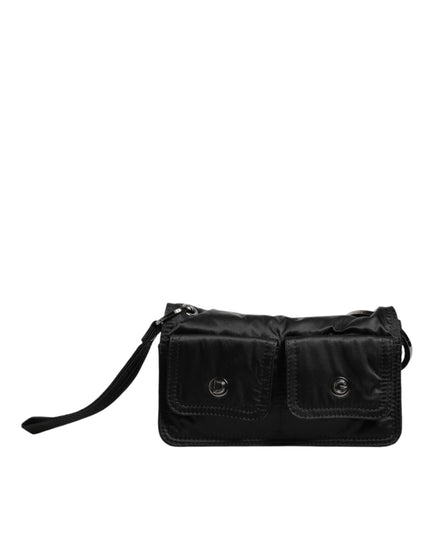 Dolce & Gabbana Black Fabric Logo Two Way Clutch Crossbody Bag