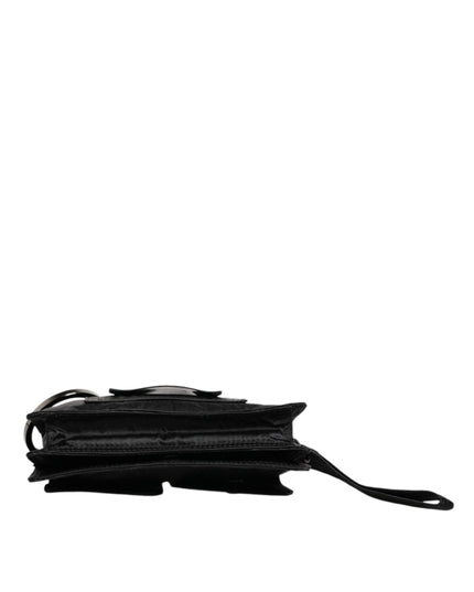 Dolce & Gabbana Black Fabric Logo Two Way Clutch Crossbody Bag