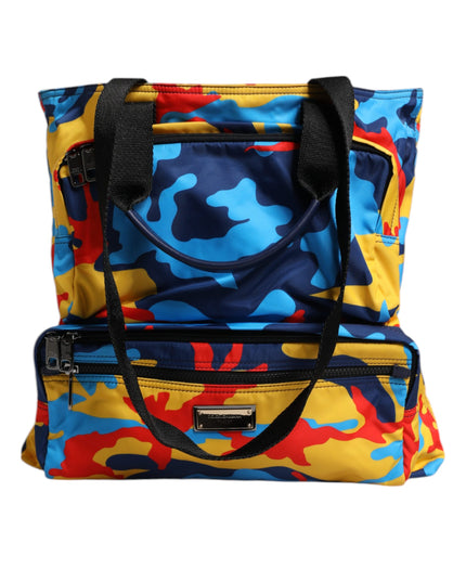 Dolce & Gabbana Multicolor Camouflage Nylon Shopping Tote Bag